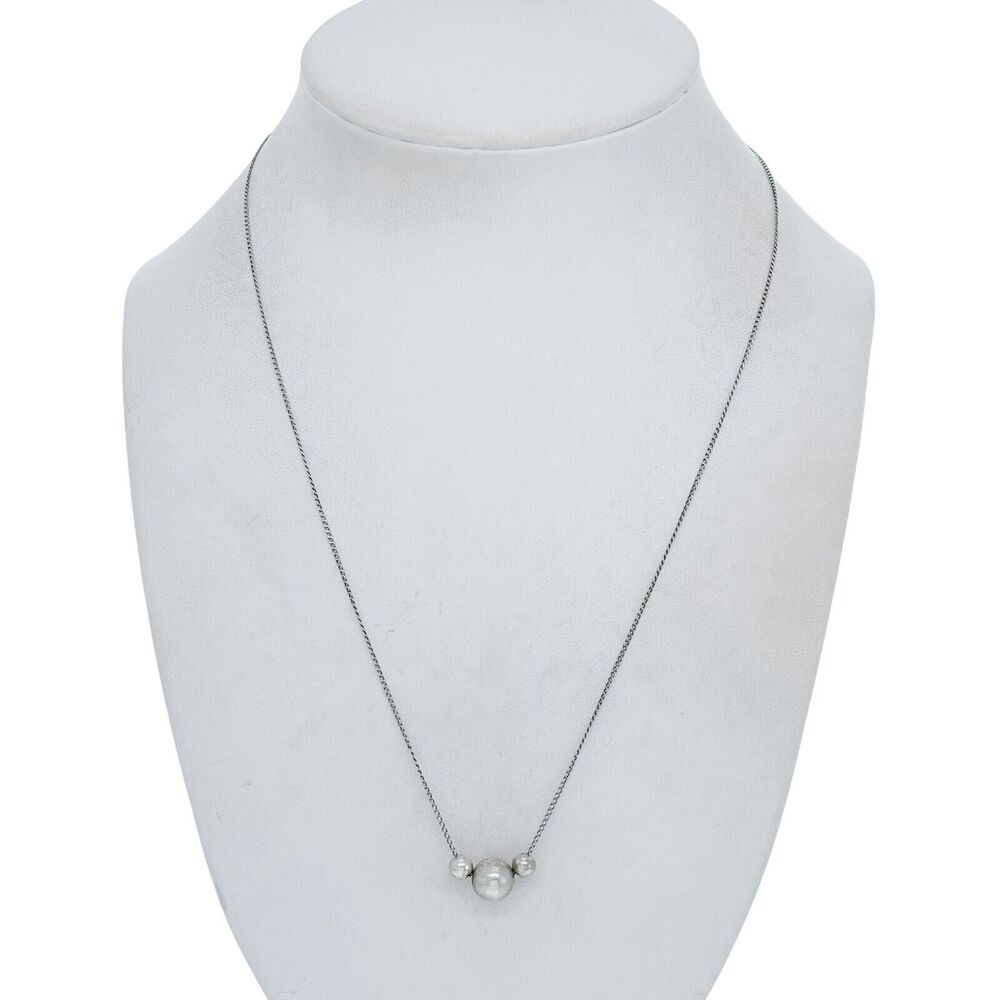 Vintage Sterling Silver 925 Triple Ball Necklace 19"